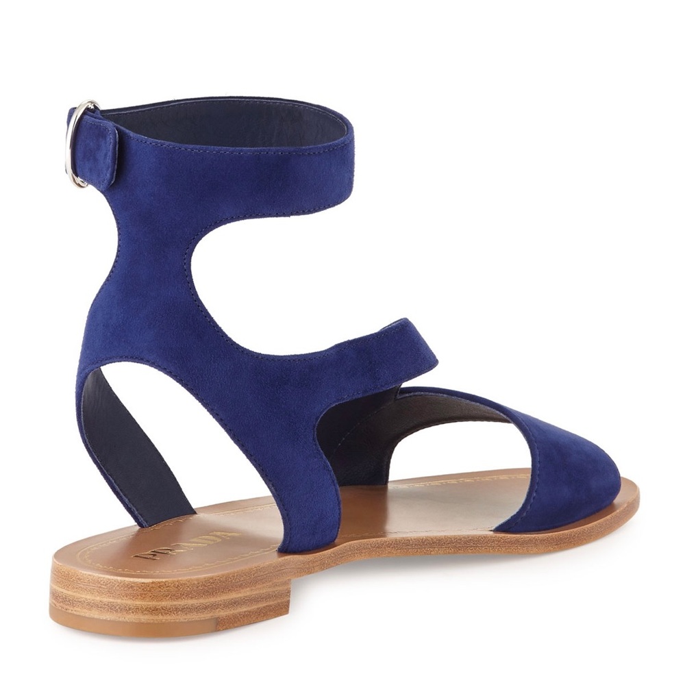 Prada navy suede ankle-wrap sandal size IT 36.5 US 6.5 - Picture 3 of 14